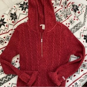 DKNY woven zippered/hooded sweater excellent cond